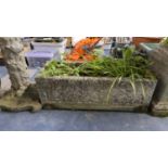 A Rectangular Reconstituted Stone Garden Planter, 74cm x 28cm