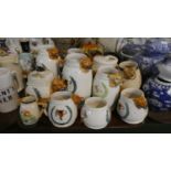 A Tray of Fox Mask Jugs, Teapot, Biscuit Barrel, Sugar Bowl etc