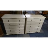 A Pair of Cream Painted Five Drawer Bedroom Chests, Each 85cm Wide