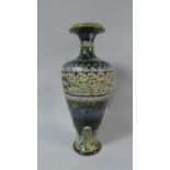 A Royal Doulton Stoneware Vase, Shape 1689 in Usual Brown, Green and Blue Glaze (Second) 25cm High