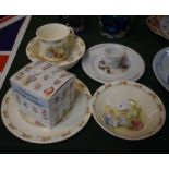 A Collection of Children's China to Include Royal Doulton Bunnykins, Wedgwood Peter Rabbit, Wedgwood