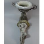 A Reconstituted Stone Wall Mounting Cherub Sconce, 34cm High Together with a Cast Metal Two