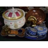 A Tray Containing Ceramics, Glassware and Metal Ware to Include Jasperware Trinket Dishes and Boxes,