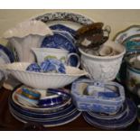 A Tray of Various Ceramics to Include Copeland Spode Italian, Portmeirion, Italian Glass Vase,