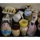 A Tray of Various Ceramics to Include Jugs, Vases, Cheese Dish, Lurpak Toast Rack etc