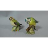 Two Beswick Birds, Goldcrest and Blue Tit