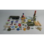 A Tray of Various Enamelled Badges Including Blue Peter Example, Military Badges etc