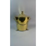 An Early 20th Century Brass Cylindrical Coal Bucket with Metal Liner and Three Claw Feet, Swag