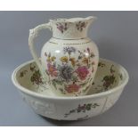 An Edwardian Floral Pattern Toilet Jug and Bowl Set