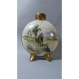 A Continental Ceramic Moon Flask Decorated with Don Quixote, 24cm High