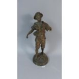 A French Spelter Figure of a Young Fisherman (AF), 36cm High