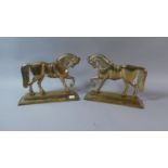 A Pair of 19th Century Brass Fireside Ornaments or Doorstops in the Form of Horses, Each on a