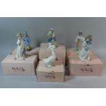 A Collection of Six Boxed Nao Figural and Bird Ornaments