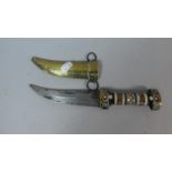 A Souvenir Arabic Curved Blade Dagger with Brass Scabbard, 24cm Long