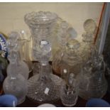 A Tray Containing Various Glassware to Include Jugs, Pair of Liqueur Decanters, Ships Decanter,