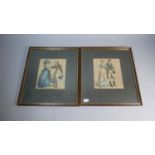 A Pair of Framed Coloured Fashion Prints