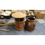 Two Terracotta Chimney Pots, One with Cowl