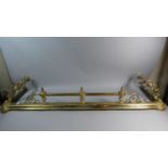 A Victorian Brass Fire Kerb with Scrolled Supports and Vase Finials, 125cm Wide