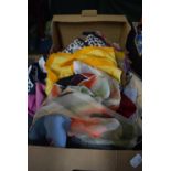 A Box Containing Various Vintage Silk Scarves etc