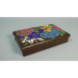 A Late Meiji Period Japanese Rectangular Box with Cloisonne Enamelled Floral Decoration to Lid, 16.