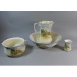 A Transfer Printed Edwardian Four Piece Toilet Set