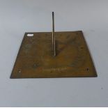 A Brass Square Topped Sundial, 23cm