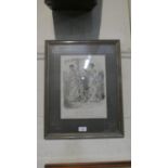 A Framed French Fashion Print, 49cm High