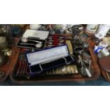 A Collection of Cased and Loose Cutlery, Napkin Rings etc