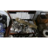 A Tray of Silver Plated Cutlery, Canteen Box etc