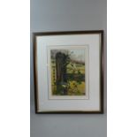 A Framed Gouache Depicting Great Tits on Fence, Signed C Hope, 31cm High