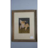 A Small Framed Pastel, This Little Piggy, Frame 25cm High