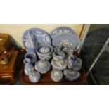 A Collection of Blue and White Wedgwood Jasperware