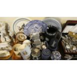 A Tray of Ceramics to Include Portmeirion Plates, Wedgwood Jasperware, Torquay Tankard etc