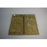 A Pair of Brass Wall Hanging Depictions of Knights and Their Wives, 30cm High