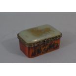 A Rectangular Oriental Snuff with Engraved Jade Hinged Lid Decorated with Horse and Carriage, 6.