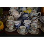 A Tray of Tea and Coffee Wares to Include Booths Floradora Coffee Cans, Saucers and Coffee Pot,