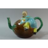 A Victorian Majolica Novelty Stoneware Teapot, Possibly by Joseph Holdcroft, in the Form of a