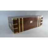 A Mid 19th Century Brass Banded Mahogany Campaign Writing Slope with Fitted Interior, 55cm