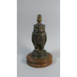 An Early 20th Century Austrian Cold Painted Spelter Table Lamp Modelled as an Owl with Glass Eyes.