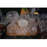 A Tray of Cut and Moulded Glassware Including Royal Brierley Rose Bowl