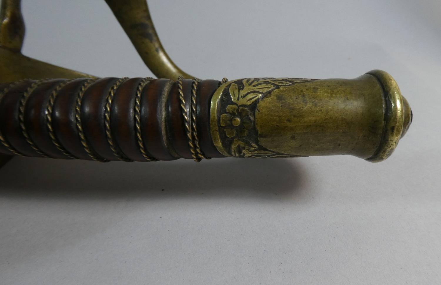 A 19th Century French Cavalry Sword with Wire Bound Grip and Brass Hilt. Shortened Blade, Steel - Image 5 of 5