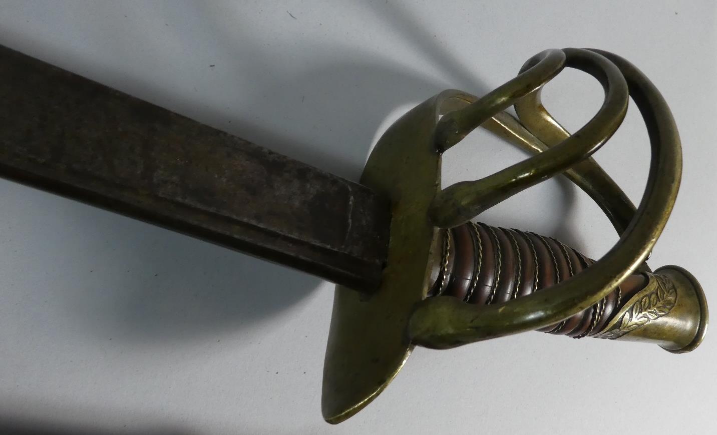 A 19th Century French Cavalry Sword with Wire Bound Grip and Brass Hilt. Shortened Blade, Steel - Image 4 of 5