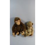 A Steiff 'Jocko' Monkey Soft Toy (33cms High) with Button, Together with a Mohair Example with