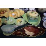 A Tray Containing a Large Quantity of Carlton Ware Leaf Plates and Dishes