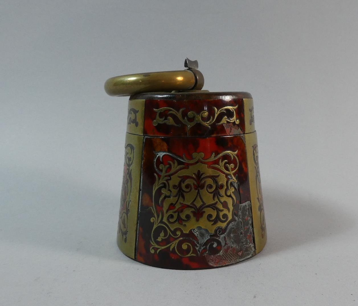 A Boulle Work Bed Chamber Stick with Snuffer together with Boulle Work Tapering Cylindrical Lidded - Image 8 of 12