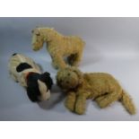 A Vintage Merrythought Shire Horse Toy (30cms) and Two Dog Pyjama Cases. 45cms Long