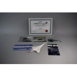 A Collection of Concorde Ephemera To Include Boarding Certificate, Model Aeroplane Etc