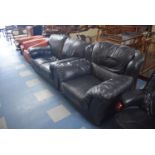A Black Leather Two Seater Settee and Arm Chair