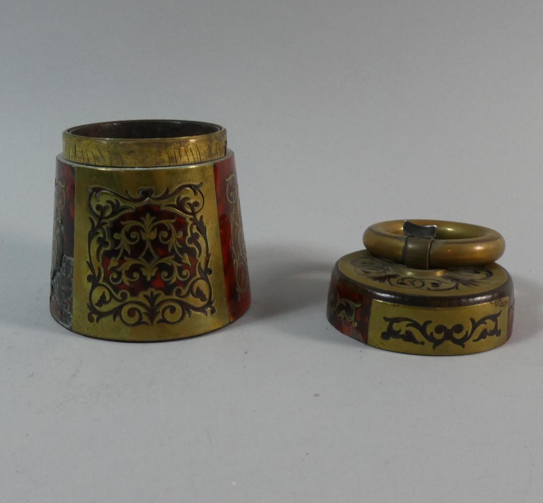 A Boulle Work Bed Chamber Stick with Snuffer together with Boulle Work Tapering Cylindrical Lidded - Image 10 of 12