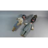 Two Mid 20th Century Nigerian Costume Dolls Dressed in Traditional Yoruba Cloth. 54cms and 44cms